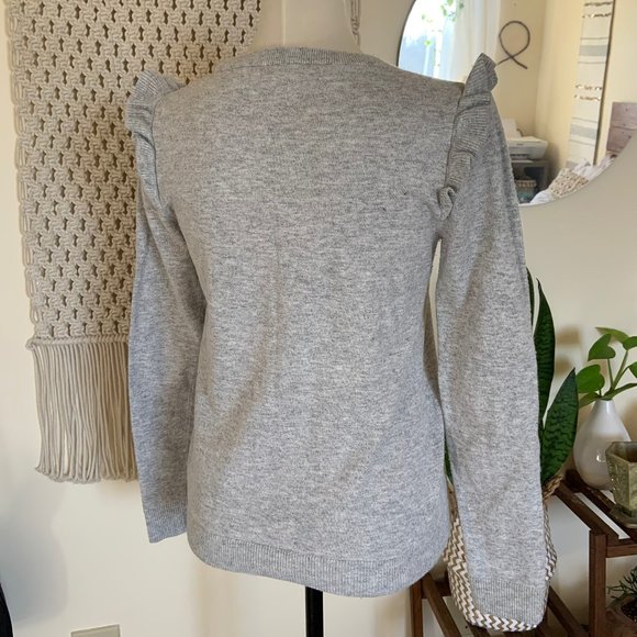 JCREW Ruffle Flounced Large Sleeve Gray Sweater - Picture 9 of 12
